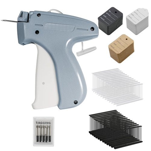 Tagging Gun for Clothing, Tag Attacher Gun with 5 Steel Needles, 2000 pcs 2" Black and White Barbs Fasteners & 300 Clothing Labels, Yard Sale Retail Store Tagging Gun Set (Not Mini Stitch)