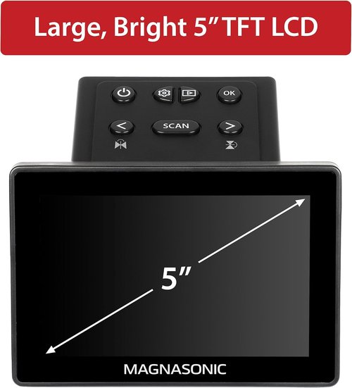 Magnasonic 25MP Film Scanner - Large 5" Display & HDMI | Converts 35mm, 126, 110, Super 8 Films to Digital Photos