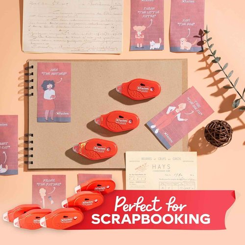 XFasten Adhesive Roller for Scrapbooking Japan Dots 6mm x 59ft 20-Pack Double Sided Tape Roller, Scrapbooking Paper Safe Double Sided Glue Tape Roller Runner, Adhesive Scrapbooking Supplies
