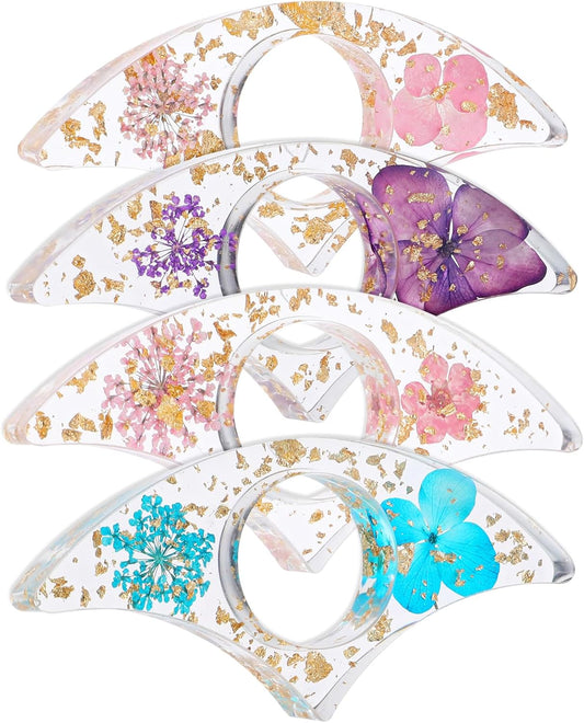 Skiennix Transparent Bookmark Set - 4 Pcs Dried Flower Resin Book Page Holders | Perfect Gift for Readers