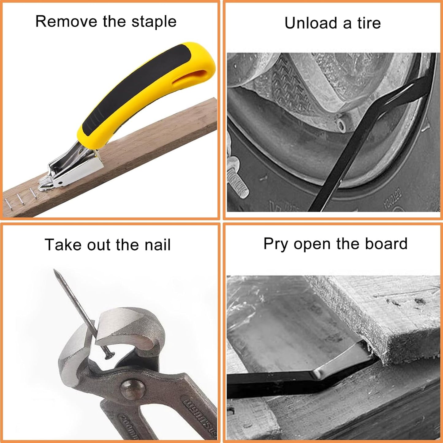 Skiennix Upholstery Staple Remover Tool Set - 4 Pcs Including V Tip & U Tip Tack Pullers, Nail Remover