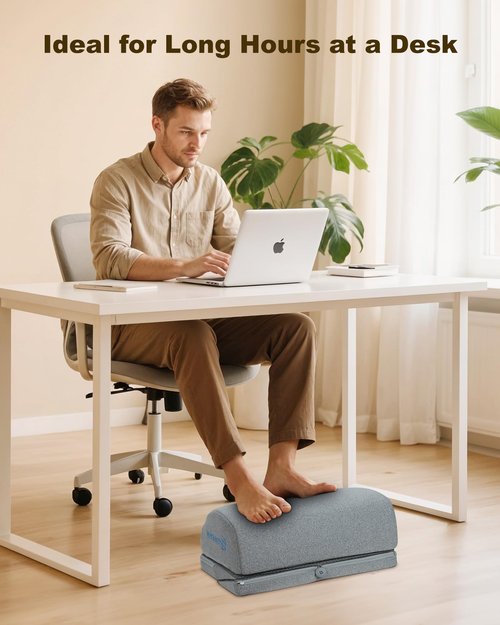 Comfier Under Desk Foot Rest at Work with Heat,Vibration,3 Height Under Desk Foot Rest for Office Chair，Foot Heater Foot Warmer, Ergonomic Heated Footrest,Gaming Chair Footstool,Computer Desk Use