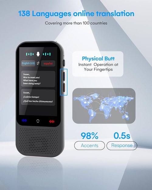 S80 Pro Language Translator Device - AI-Powered, Real-Time Translation | Compact & Portable