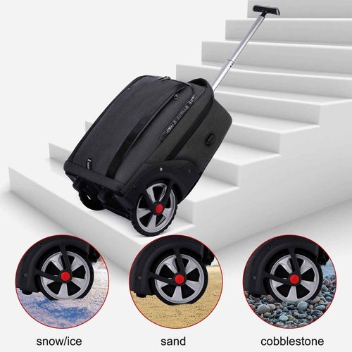 Rolling Backpack, Travel Backpack with Wheels, Rolling Backpack for Women Men, Carry on Luggage with Rolling Laptop Backpack for Work, Fit 17.3 Inch Notebook (Black)