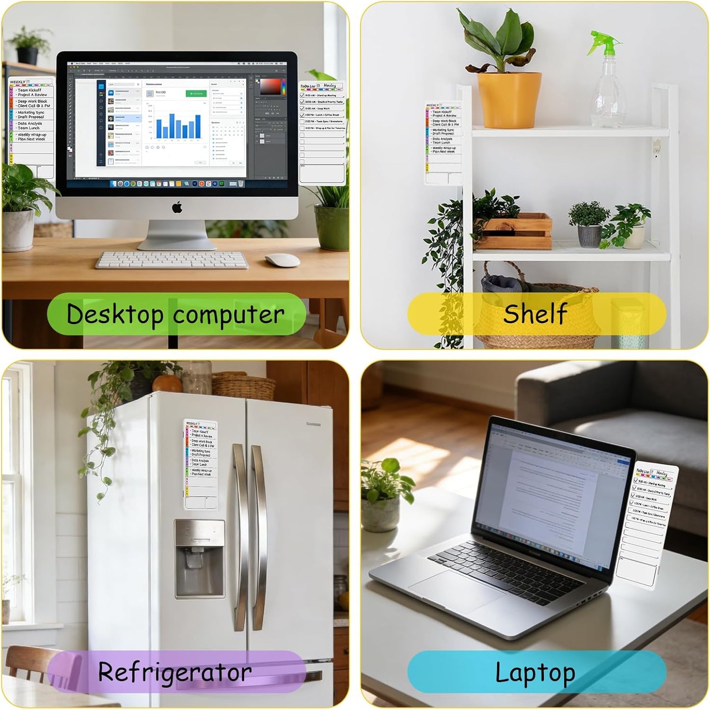 Skiennix Magnetic Monitor Memo Board - Dry Erase Weekly Planner & Daily To-Do List | Home & Office Use