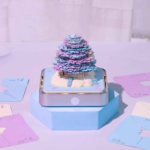 MACTANO 3D Art Calendar Memo Pad 2026, Timepiece Calendar Tear Away Treehouse Paper Carving Sticky Note Purple