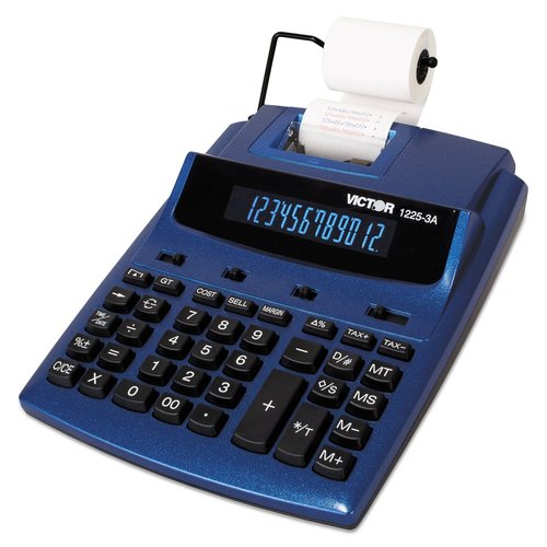 Victor 1225-3a Antimicrobial Two-Color Printing Calculator, Blue/red Print, 3 Lines/sec