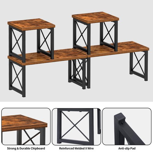 Honiter 2 Sets Desk Shelf, Desktop Organizer Shelf, 2 Tier Independent Stackable Desktop Shelves, Desktop Office Storage Rack Display Shelf