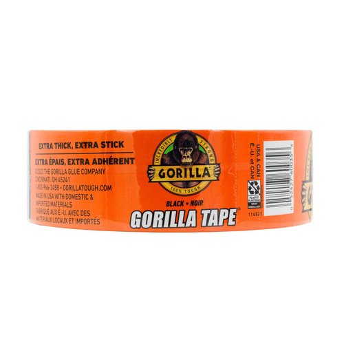 Gorilla Duct Tape, Black Tape, 1.88" x 35 yd (Pack of 2) - Heavy Duty and Weather Resistant for Indoor or Outdoor
