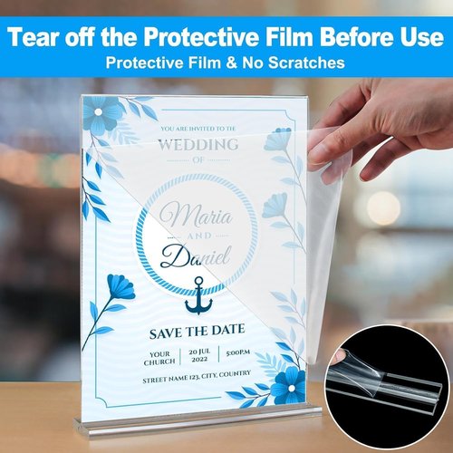 EHWINE Acrylic Sign Holder - 10 Pack Double-Sided Tabletop Display Frames | 5.5 x 8.5 Inches, Clear