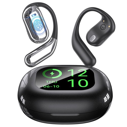 AI Translation Earbuds Real Time, Translator Bluetooth 5.4 Headphones 144 Languages OWS LCD Touch Screen Open Ear Translating Earphones Audifonos Traductores, Perfect for Travel, Business & Learning