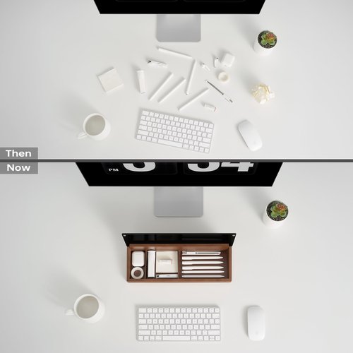 Yeoux Office Essential - Desktop Black Glass Whiteboard Combination