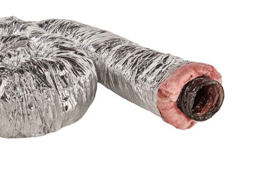 GAF Master Flow 6" X 25" Insulated Flexible Duct with R8 Insulation and Thermal Efficiency| Meets The UL181 Standard, The Duct ensures high Safety & Quality Standards, with a Heavy Duty Silver Jacket
