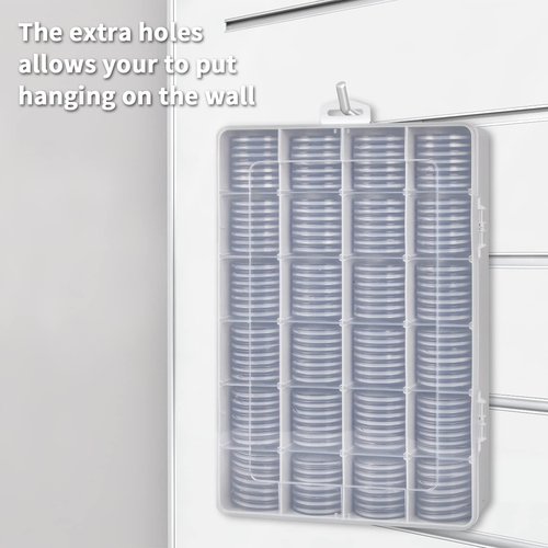 168 Pcs 46mm Coin Capsules Case with Foam Gasket, Plastic Storage Organizer Holder for Coin Collection Supplies, 7 Sizes (16/20/ 25/27/ 30/38/ 46mm) (Box Only)-White