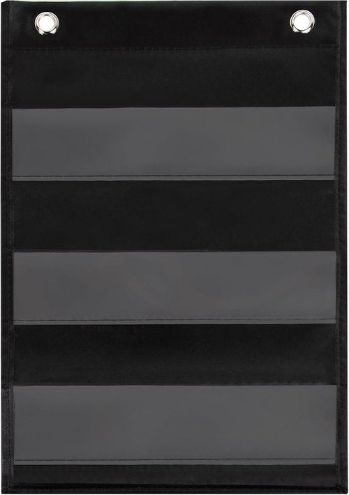 Essex Wares Pocket Chart - 9" Wide x 11" Tall, Sturdy & Reusable Black Design for Classroom Use
