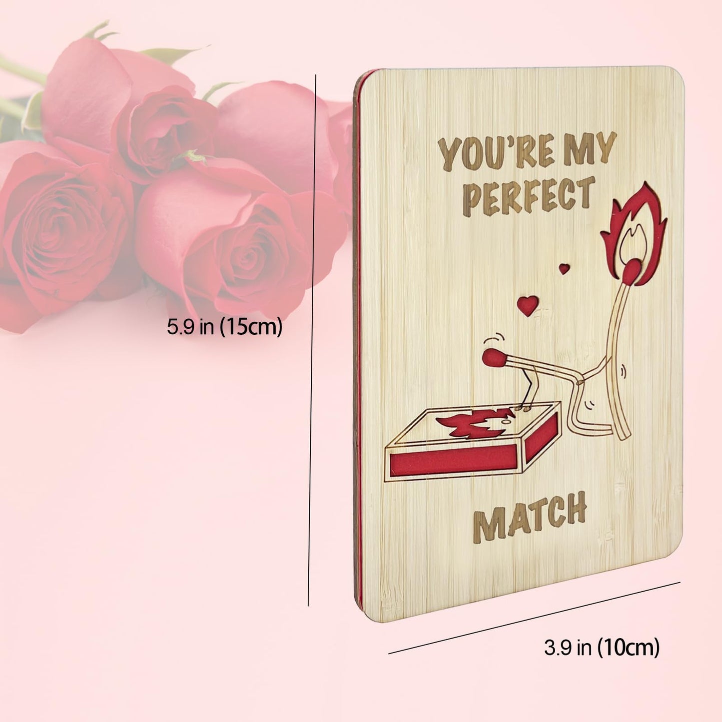 VANSUN Wooden Father's Day Card for Husband,You’re My Perfect Match Romantic Love Card, Engraved Anniversary,Birthday Cards for Boyfriend,Girlfriend,Mother's Day Card for Wife