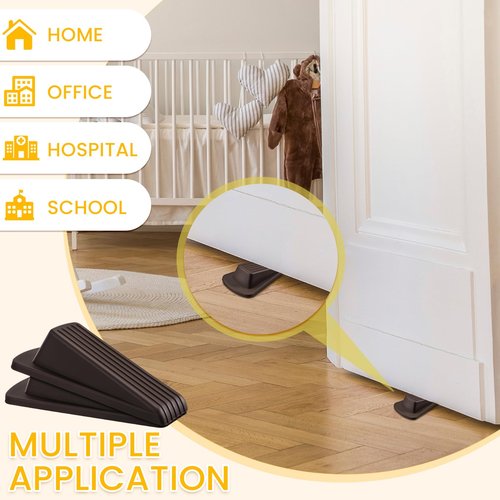 Frienda 72 Pcs Door Stoppers Bulk for Bottom of Door Rubber Door Wedge Stop Height up to 1.2 Inches Sturdy Door Stop Bulk for Heavy Duty Door Bottom Carpet Tile Concrete Wooden Floor (Black)