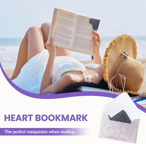 MOTEERLLU Personalized Leather Heart Bookmark - Custom Initials for Book Lovers | Handmade Gift (Black J)