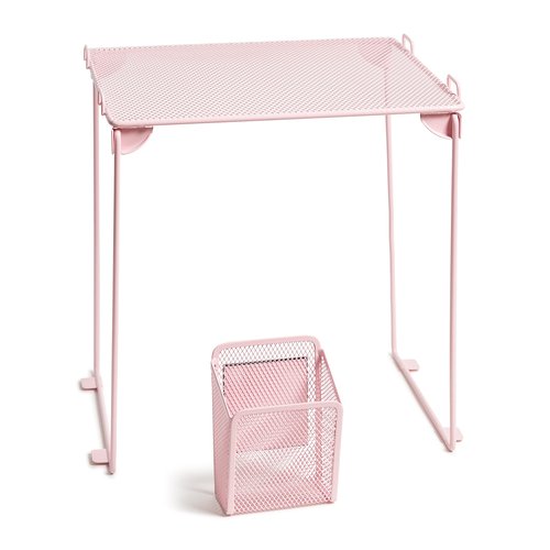 U Brands Blush Mesh Locker Organization Kit, Includes Magnetic Cup and Folding Shelf, 2 Pieces