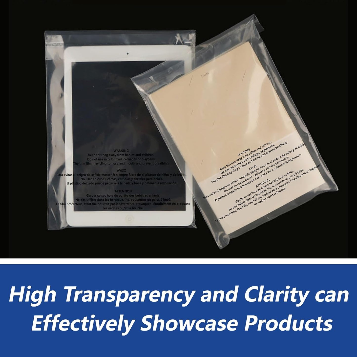 Skiennix Self-Seal Clear Poly Bags - 12" x 15" (1000 Count) with Suffocation Warning for Safe Shipping