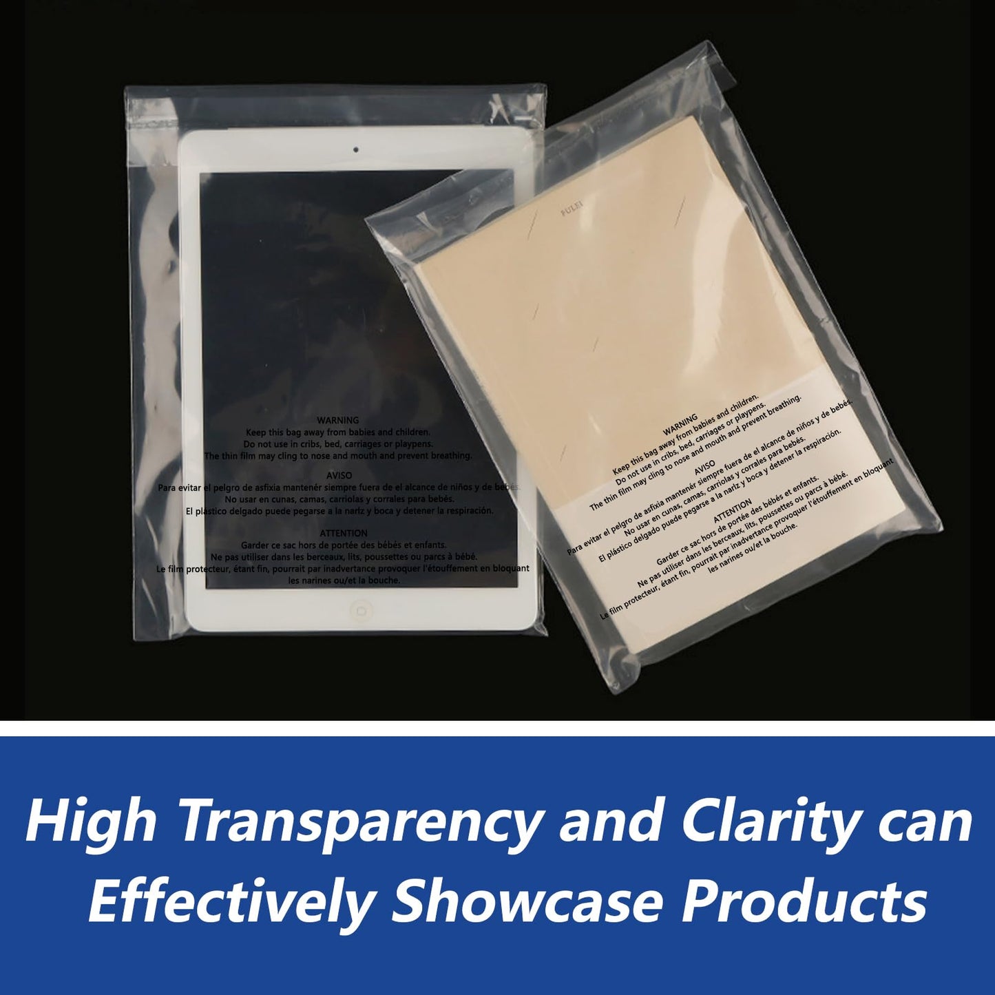WEPOLY - 6" x 9" (200 Count) - Clear Poly Bags with Suffocation Warning Self Seal for Packaging, Shirts, Clothing & FBA - Permanent Adhesive