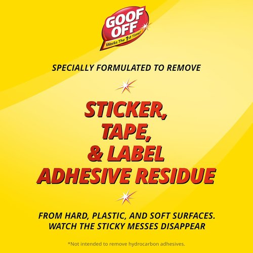 Goof Off Adhesive Gunk Remover - 8 Fl. Oz. | Effectively Removes Stickers, Glue, and Tape Residue