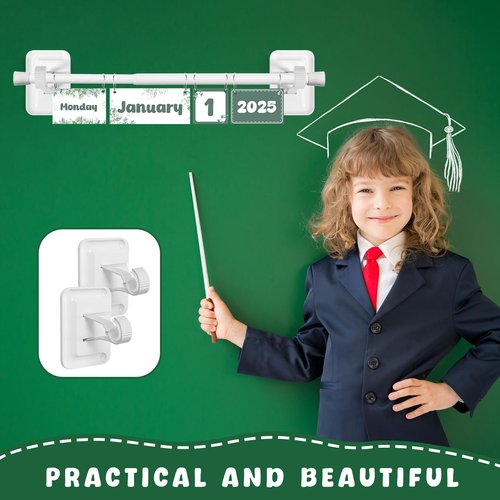 Magnetic Flip Classroom Calendar,Movable Flip Calendar Chart for Classroom,Calendars Bulletin Board Set with Rod for Board and 54 Date Cards for Schoolroom Decoration Supplies