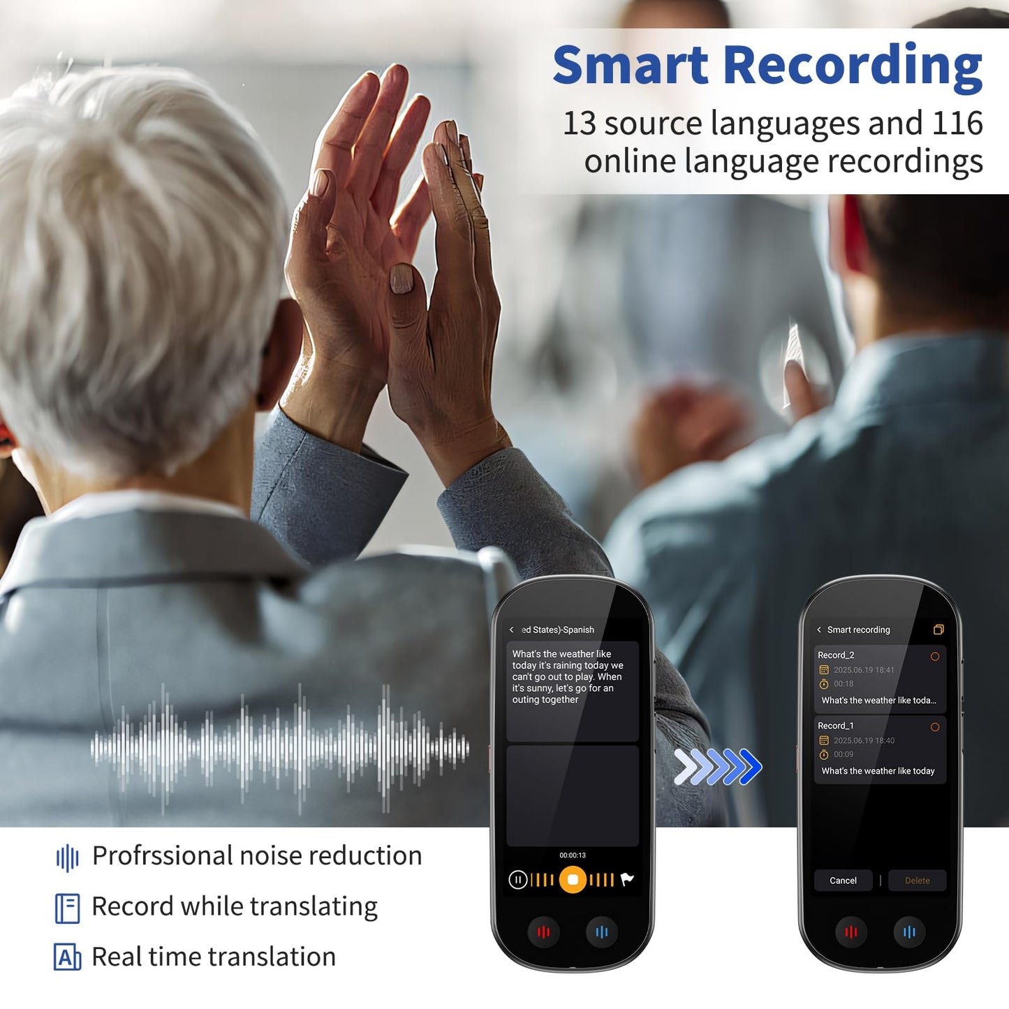 Language Translator Device No WiFi Needed, Upgraded ChatGPT Ai Translator, 150+ Languages Instant Two Way Translator Device, Offline/Recording/Photo/Voice Translation Real Time for Business Learning
