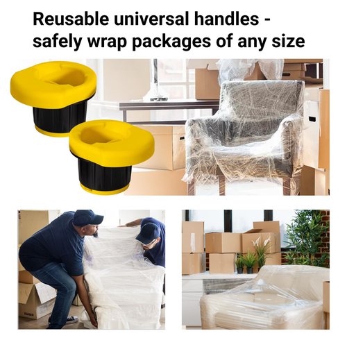IDL Packaging W-562 Stretch Wrap Dispenser for 3" core Film Rolls - 3 Pairs of Plastic Handles with a Tension Adjusting Button - Durable Plastic Wrap Holder with a Comfortable Grip
