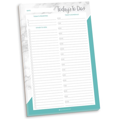 bloom daily planners Undated Daily Timed to-Do List Pad - Tear Off Planning Sheets - 6" x 9" - Color Blocking Marble