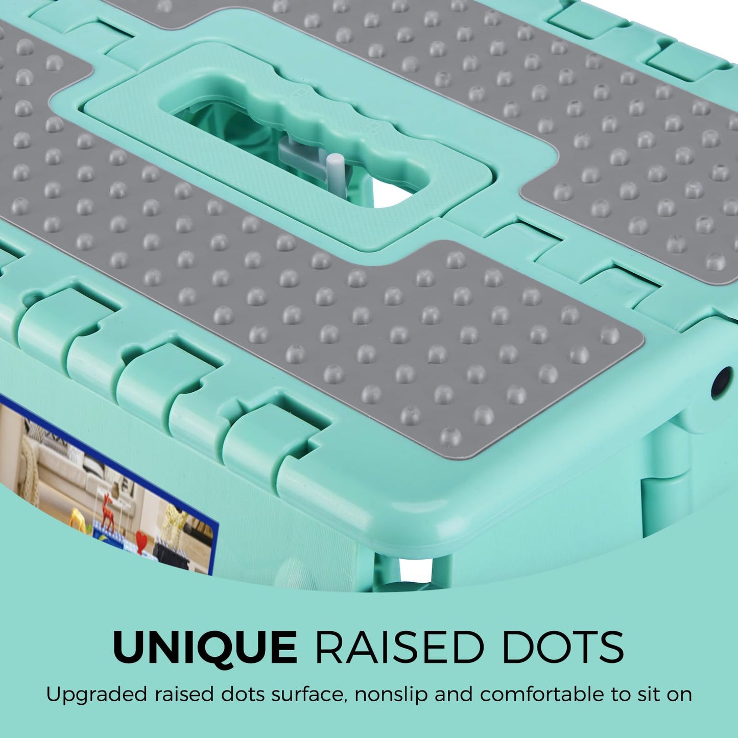 ACKO Folding Step Stool 13 Inch Stool Heavy Duty Plastic Foldable Step Stools for Kids, Stepping Stool with Handle, Suitable for Kitchen Hold Up to 300 LB (Teal 1PC)