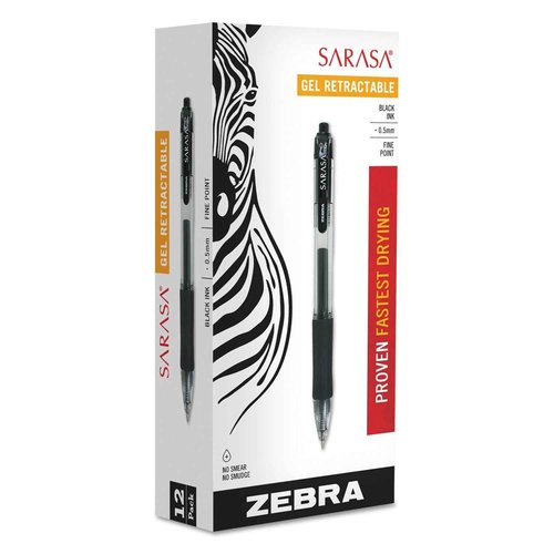 Zebra Pen Sarasa Dry X20 Retractable Gel Pens, 0.7mm Medium Point, Black Ink with Rapid Dry Ink Technology, Ideal for Office Supplies and School Supplies, 36-Pack (46136)
