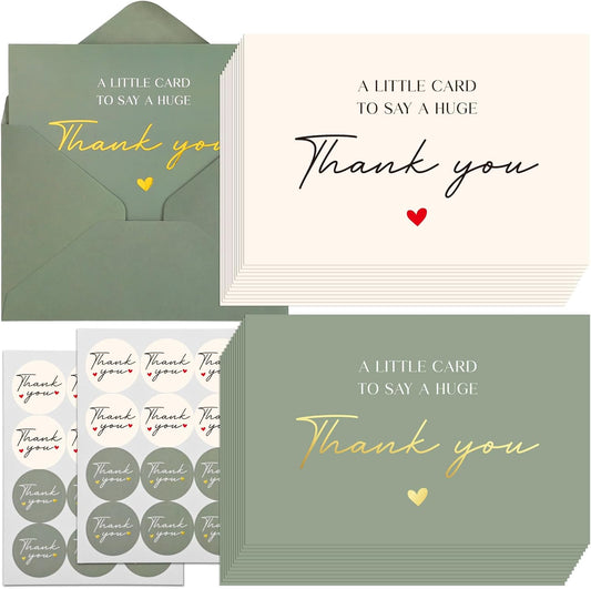 Thboxes Thank You Cards - 36 Pack 4x6 Inch Blank Note Cards with Envelopes & Stickers for All Occasions