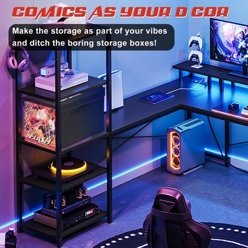 Introvibes Comic Book Storage Display Box, Collapsible Comic Short Box with Lid and Handles, Holds 200 Comic Books, 15.4"x7.9"x11"