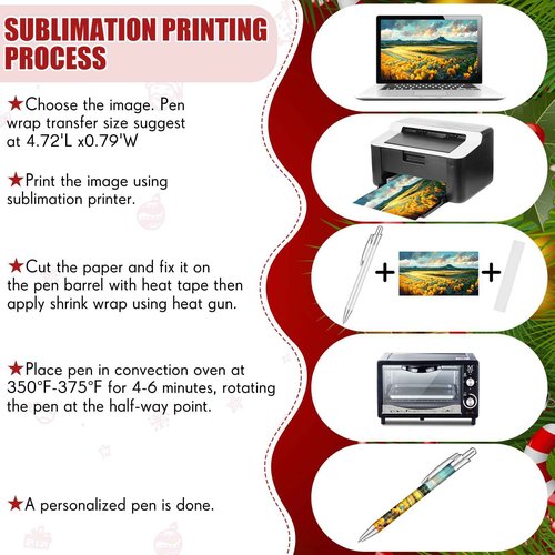 Yexiya 90 Pcs Sublimation Pen Blank Heat Transfer Sublimation Ballpoint Pen with Clip Shrink Wrap White Aluminum Customized Gift Personalized Favor for Christmas DIY Office School Stationery Supplies