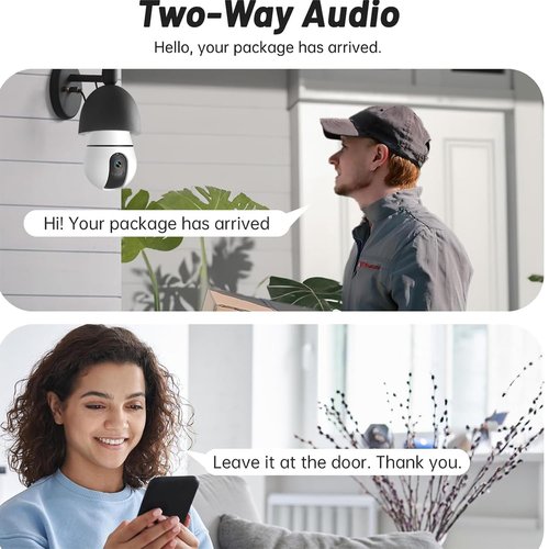 ILWUT Light Bulb Camera 5G&2.4Ghz WiFi 2K Security Cameras Wireless Outdoor Indoor,AI Detection and Alarm,Two-Way Talk,Cameras for Home Security,Color Night Vision,911 Emergency Dispatch(2Pack)