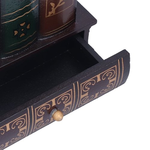 Tomotato Antique Books Design Retro Pen Holder, Wood Decorative Desk Organizer Caddy Wooden Pencil Organizer for Office Countertop Desk Table (6 x 5 x 3in)