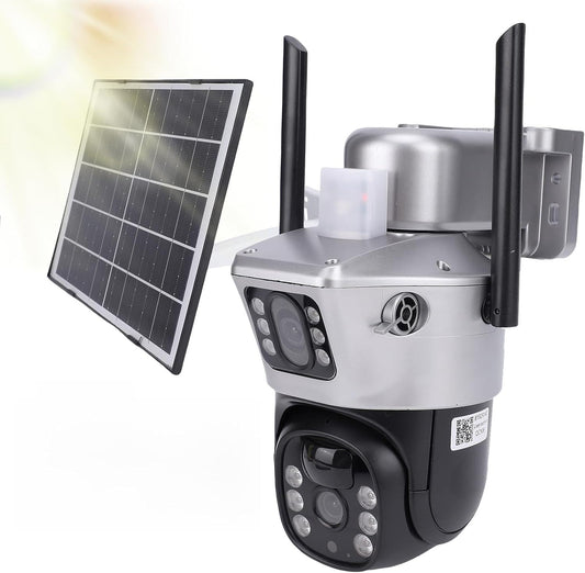 Yoidesu 4G LTE Solar Security Camera - Outdoor Wireless IP66 Dual Lens PTZ with 2K Motion Detection & Two-Way Audio