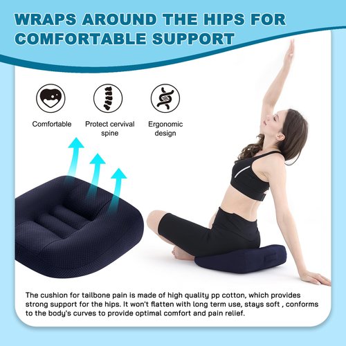 DYMGFZD Office Chair Cushions for Back and Butt, Ergonomic Chair/Seat Cushion for Long Sitting, Sitting Pillow for Automobile, Wheelchair, Computer, Office Chair Hip Support (Blue)