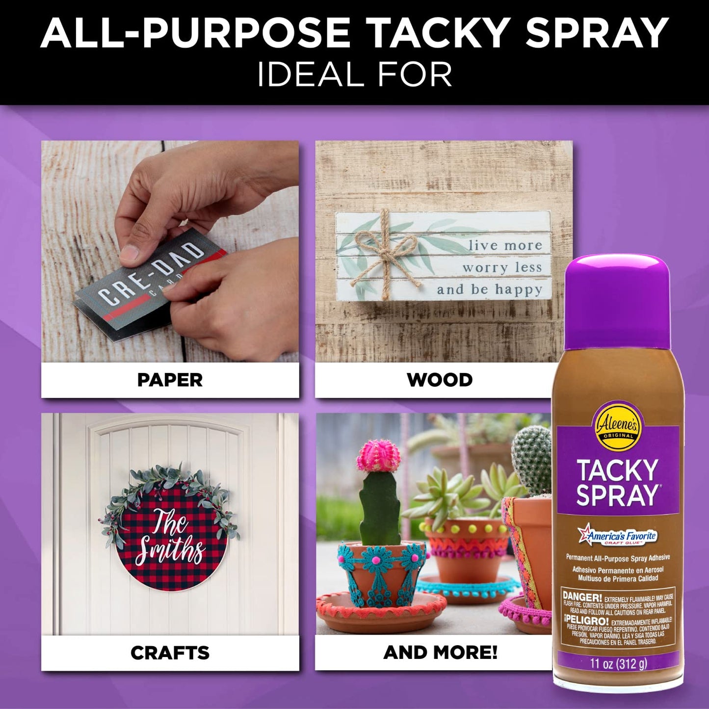 Aleenes Tacky Spray Glue, Premium All-Purpose Adhesive Spray, Permanent Bond, Stong Hold, Dries Clear, 11 Ounce