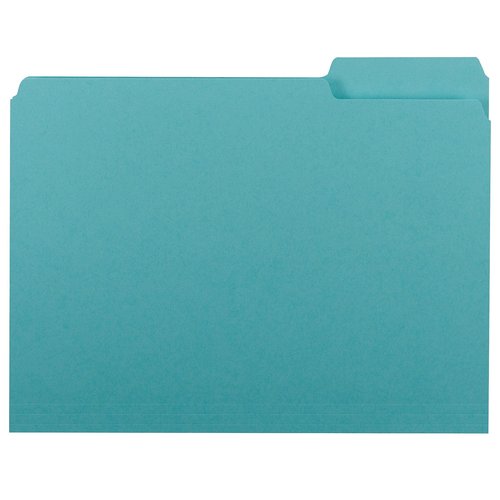 Smead Interior File Folder, 1/3-Cut Tab, Letter Size, Aqua, 100 per Box, Expandable File Folders for Filing Cabinet