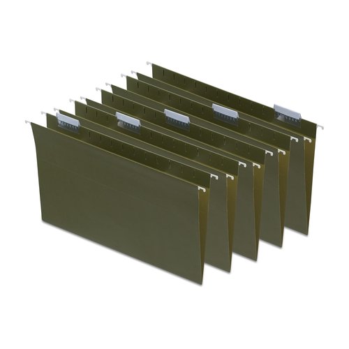 Staples Hanging File Folders, 1/5-Cut Tab, Legal Size, Includes Tabs & Paper Inserts, Perfect for Home, Office, Classroom, 50-Pack, Green
