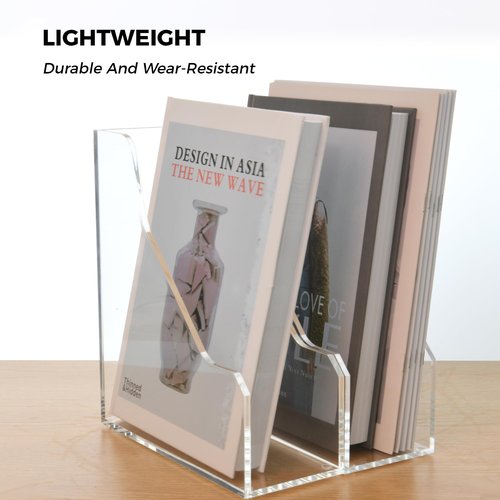 AIMOLLY Acrylic Magazine File Holders, Classroom Organization and Storage, Clear Bookend File Sorter, Desktop File Organizer, Magazine Holder Rack for Classroom, Home, and Office