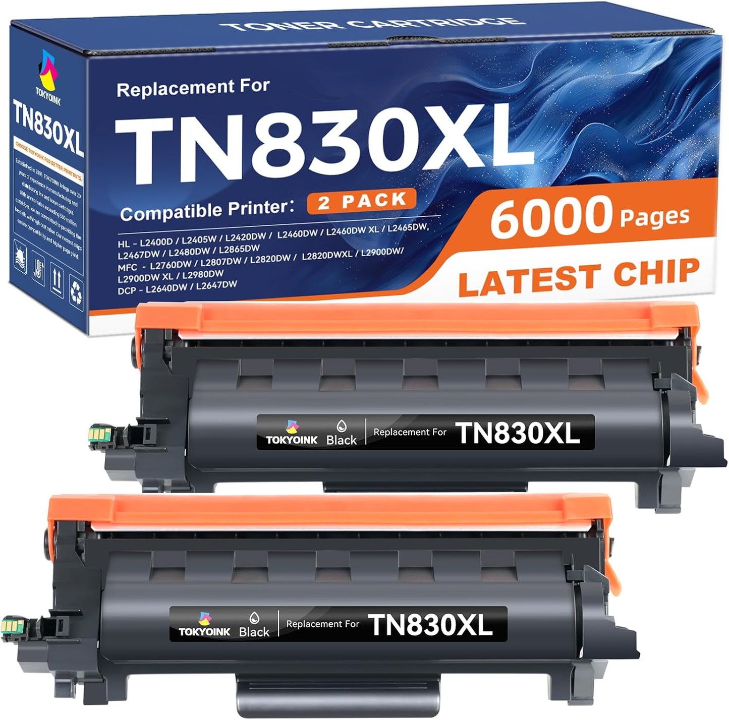TOKYOINK TN830XL Toner Replacement - High-Quality Black Toner for Brother Printers | 2 Pack