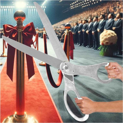 Big Silver Ribbon Cutting Scissors 25 Inch – Giant Ceremonial Scissors 25" Extra Large Shears for Grand Opening Theater Performances Special Events and Inaugurations