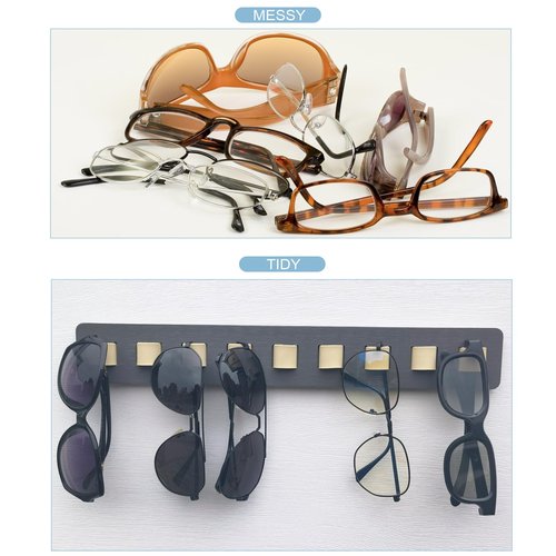 FINDAMAZE Sunglasses Organizer Wall Mounted Wood Sunglass Holder for Home Glasses Holder/Sunglasses Rack,Home Decor (Gray-1pcs-long)