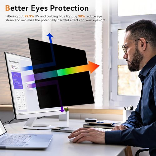 Skiennix 27-Inch Computer Privacy Screen - Eye Protection Anti-Glare Filter for 16:9 Monitors