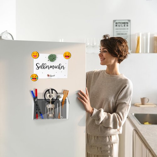 Lumanman Dry Erase Marker Holder with 3 Compartments, Wall Mounted Marker Organizer, Magnetic Marker Holder Organizer for Whiteboard, Fridge, Locker, Pen Holder for Wall, Acrylic Pencil Holder, Clear
