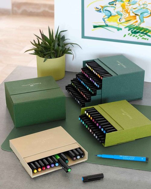 Faber-Castell Art & Graphic Pitt Artist Pen Brush India Ink Pen, Multicoloured, Studio Box Of 24, For Art, Craft, Drawing, Sketching, Home, School, University, Colouring