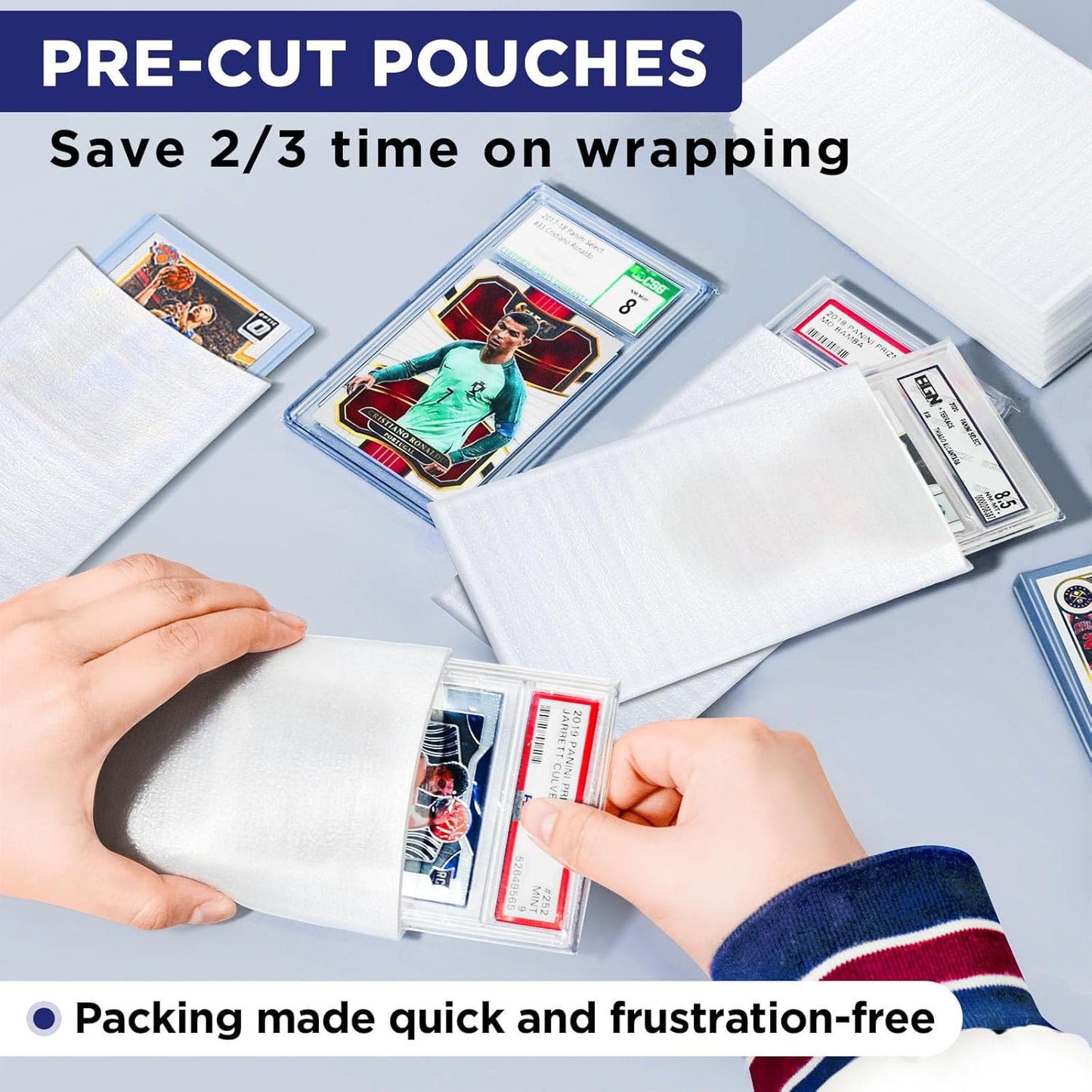 Trading Card Shipping Protectors - Foam Bags for PSA, CGC, BGS Graded Cards | 50 Pack